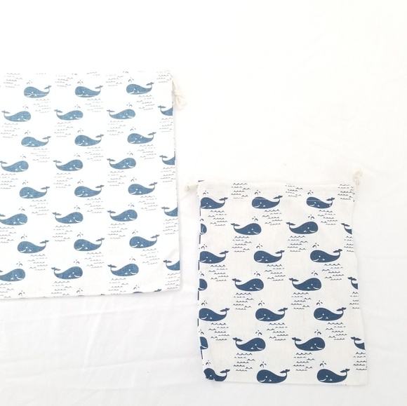 NEW BUNDLE Drawstring Bag Set of 2 Whales Small and XS - Picture 5 of 7